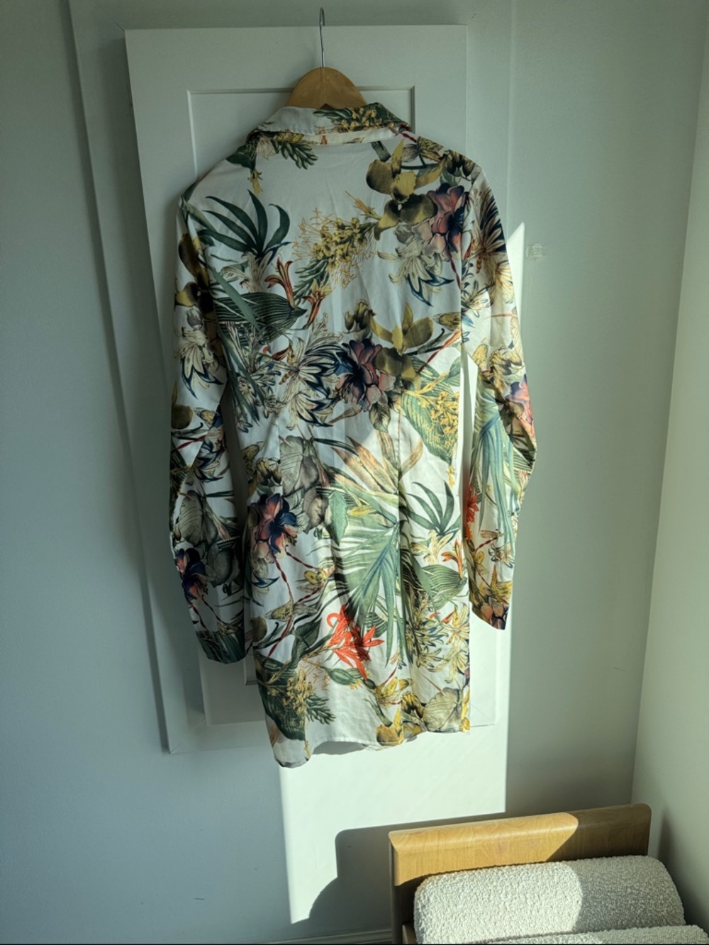 Vici Tropical Floral Wrap Dress in White, Green, Yellow - Picture 10 of 12